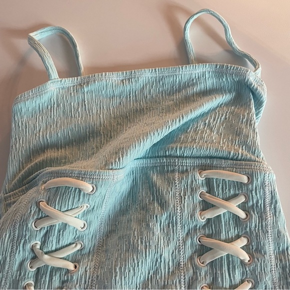 New! Frankie’s Bikinis Kylee lace-up one piece swimsuit blue 22752 - Picture 8 of 14